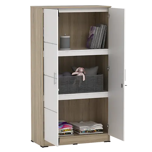 PIRA METROPOLIS - ALBA 2PS LEMARI PAKAIAN MEDIUM 2 PINTU FULL RAK warna SONOMA OAK - WHITE - METROPOLIS - foto 5
