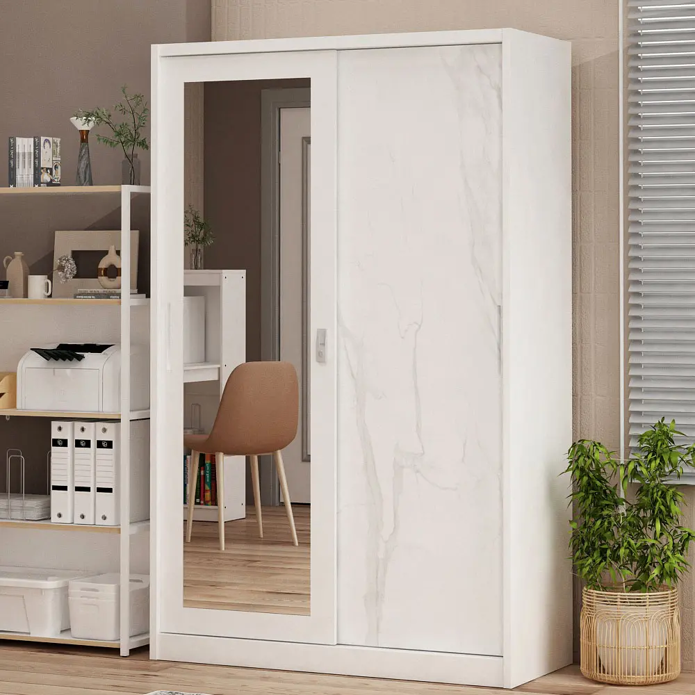 PIRA - CATTA 120 MWDSL LEMARI PAKAIAN BESI SLIDING / PINTU GESER warna LIGHT MARBLE - PIRA - foto 1
