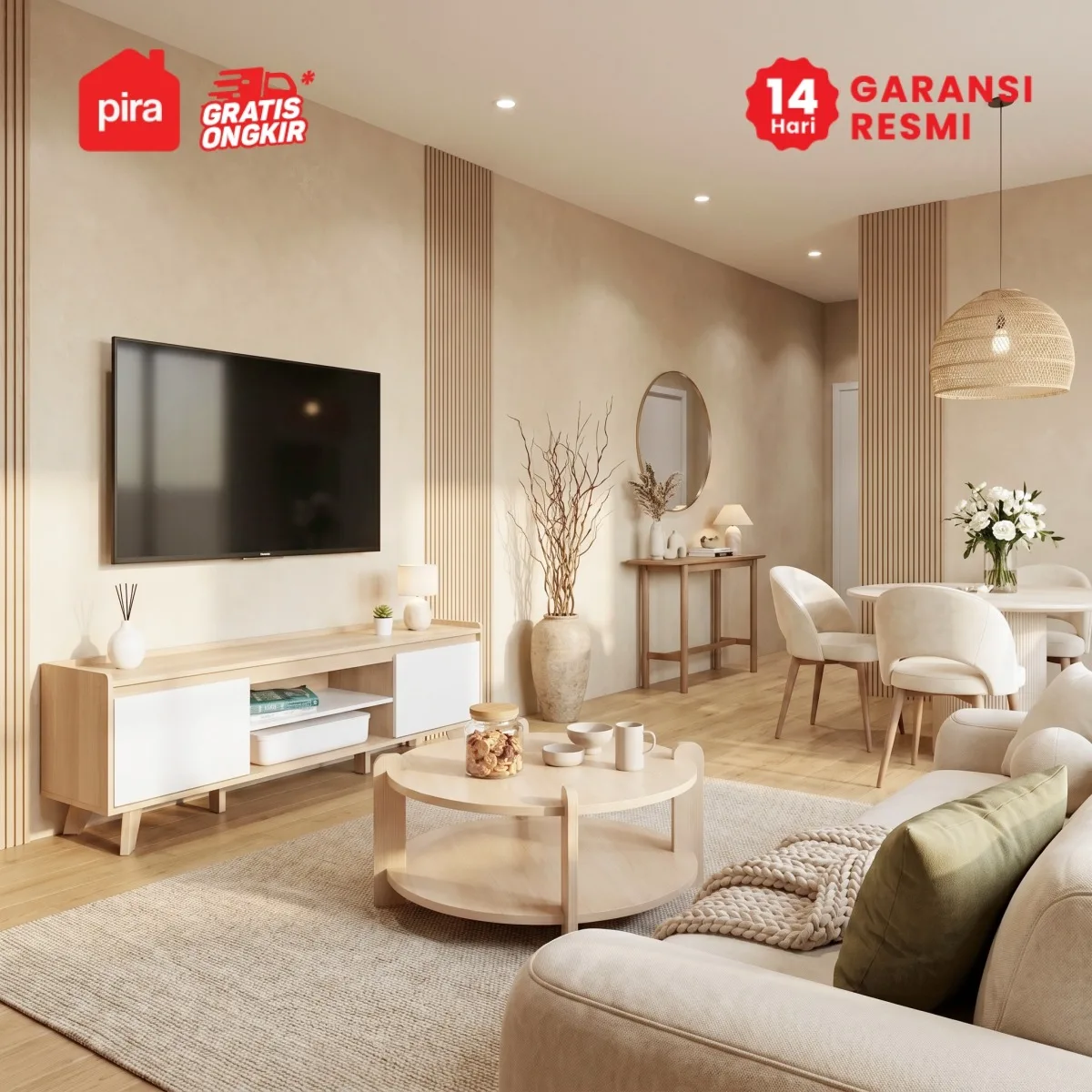 PIRA METROPOLIS OX - HARPER TV120 MEJA TV / RAK TV warna PRO OAK - WHITE - PIRA METROPOLIS OX - foto 2