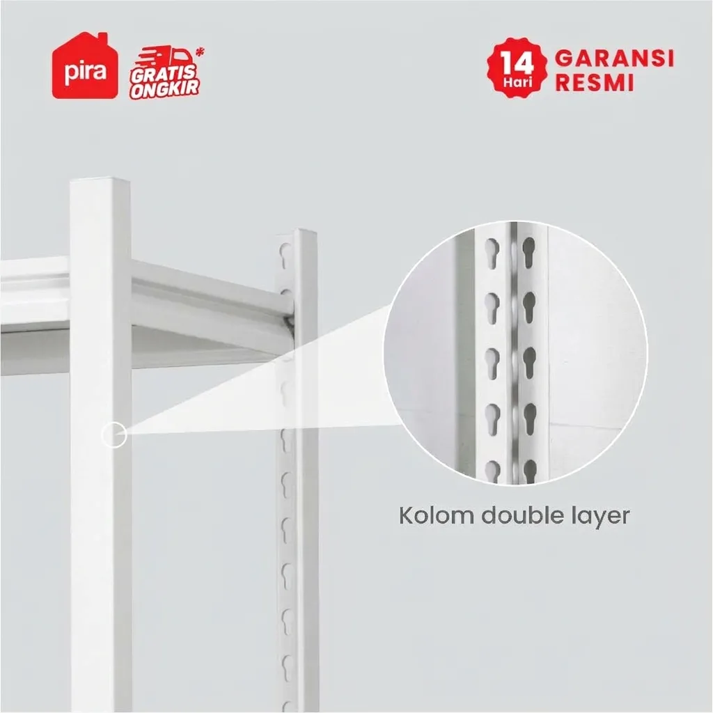PIRA -  HOGAN MSU 120X200 RAK BESI / RAK SUSUN SERBAGUNA / RAK SUSUN BESI / RAK PENYIMPANAN warna WHITE - PIRA - foto 6