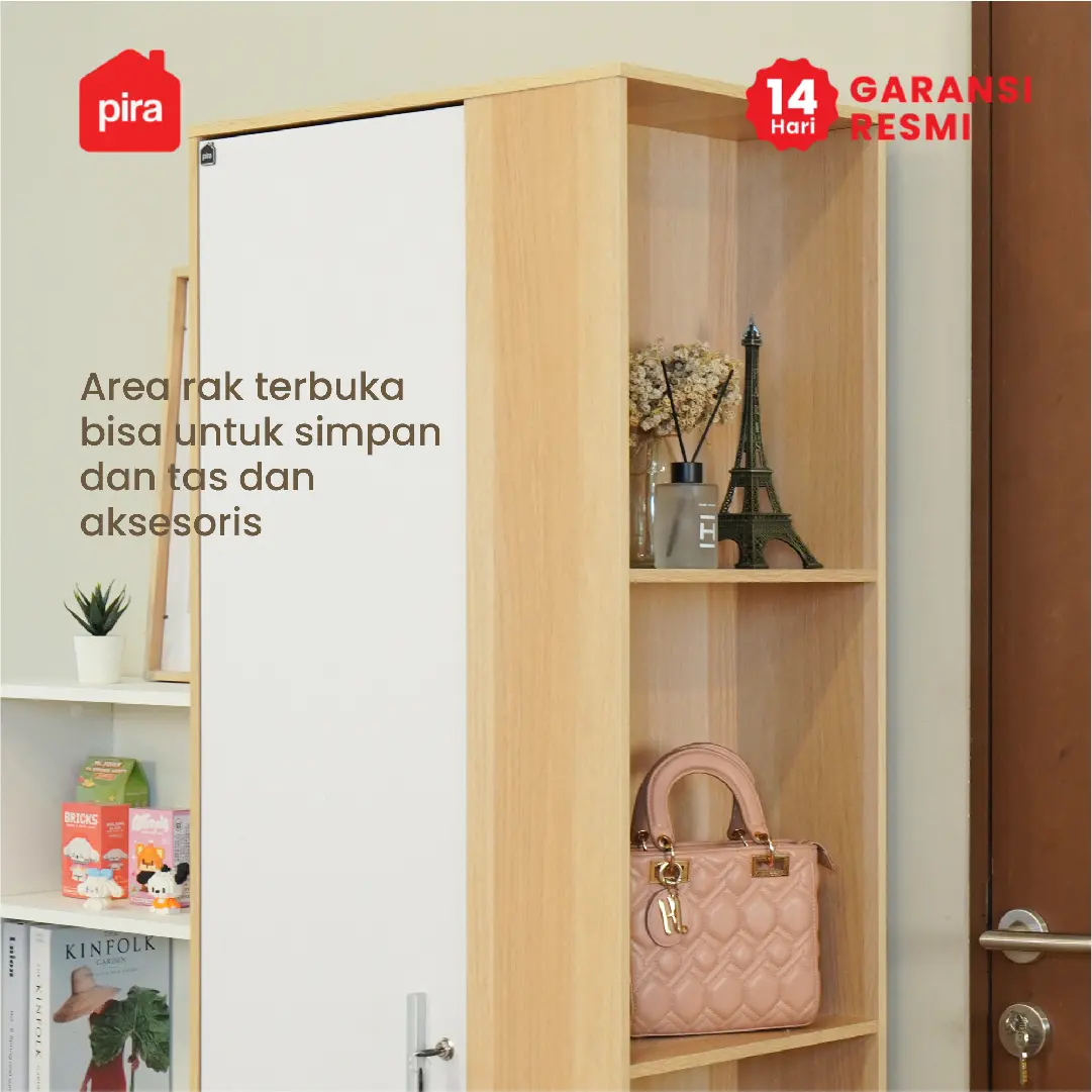 PIRA METROPOLIS OX -  ARUNA 1PSU LEMARI PAKAIAN 1 PINTU / LEMARI BAJU / RAK SERBAGUNA warna PRO OAK - WHITE - PIRA METROPOLIS OX - foto 10