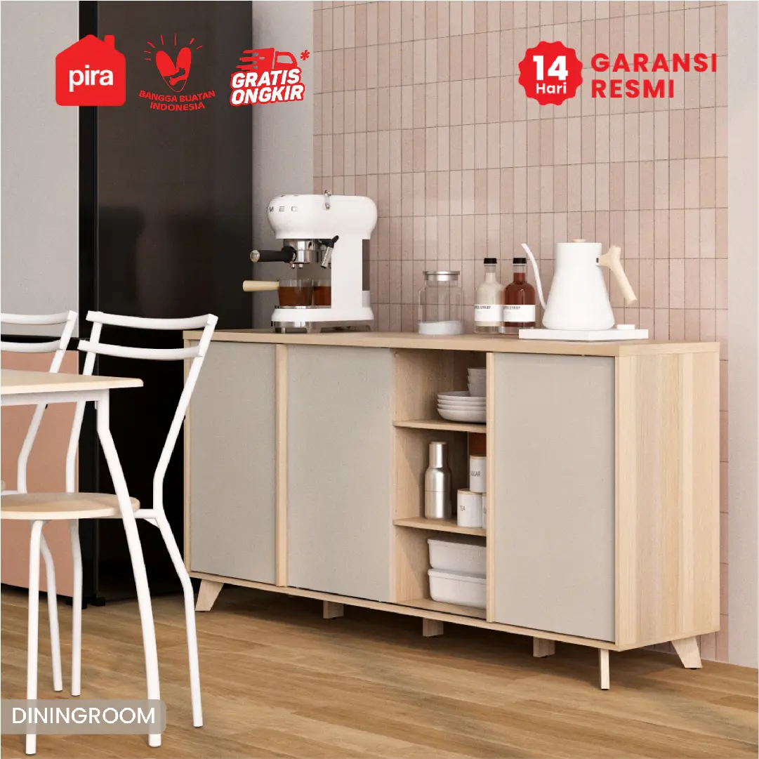 PIRA METROPOLIS -  SENDAI SB160 BUFET / LEMARI DAPUR / KABINET DAPUR / MEJA TV / SIDEBOARD warna PRO OAK - LIGHT TAUPE - PIRA METROPOLIS - foto 4