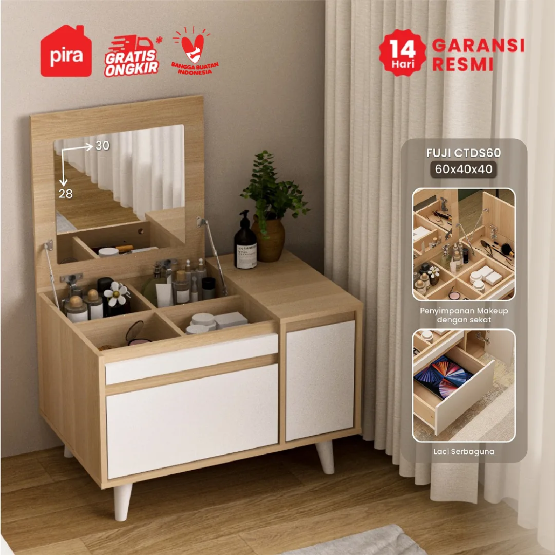 PIRA METROPOLIS OX - FUJI CTDS60 MEJA RIAS / MEJA SAMPING / MEJA MULTIFUNGSI / MEJA TAMU warna PRO OAK - WHITE - PIRA METROPOLIS OX - foto 1
