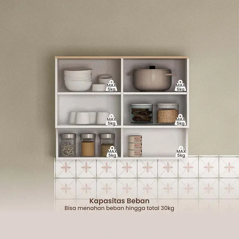 PIRA METROPOLIS - ASHLEY AVA KC WU80 RB RAK DAPUR / RAK GANTUNG DAPUR / KITCHEN SET ATAS warna WHITE - PRO OAK - PIRA METROPOLIS - foto 2