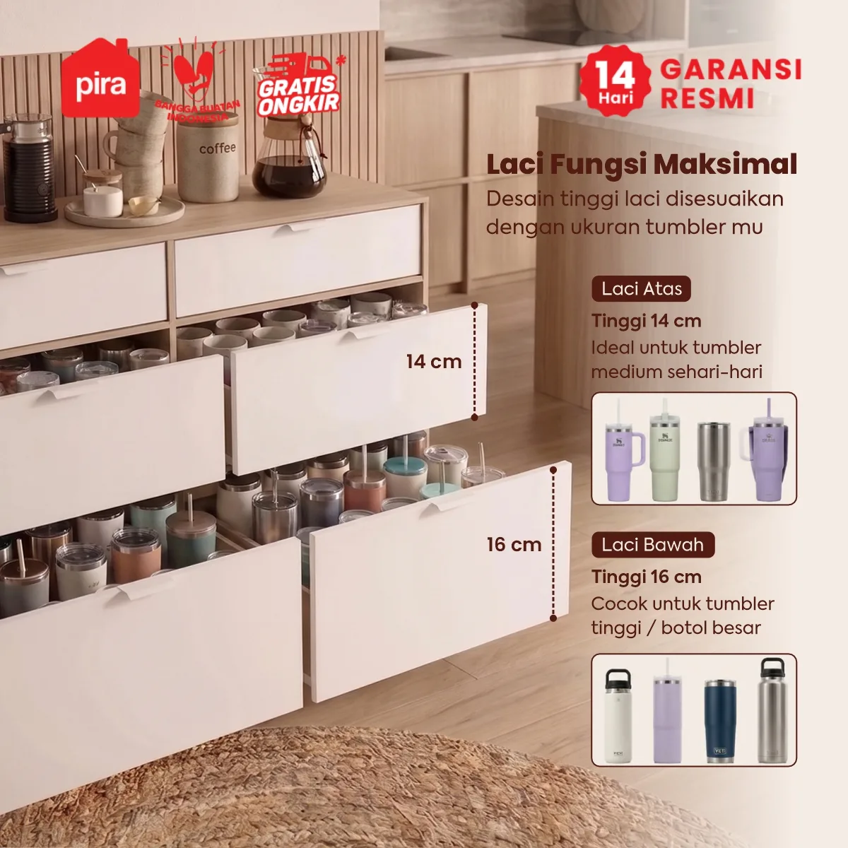 PIRA METROPOLIS - BELATRIX CH3+3 LEMARI LACI / LEMARI SUSUN / DRAWER / LEMARI PENYIMPANAN warna PRO OAK - WHITE - PIRA METROPOLIS OX - foto 6