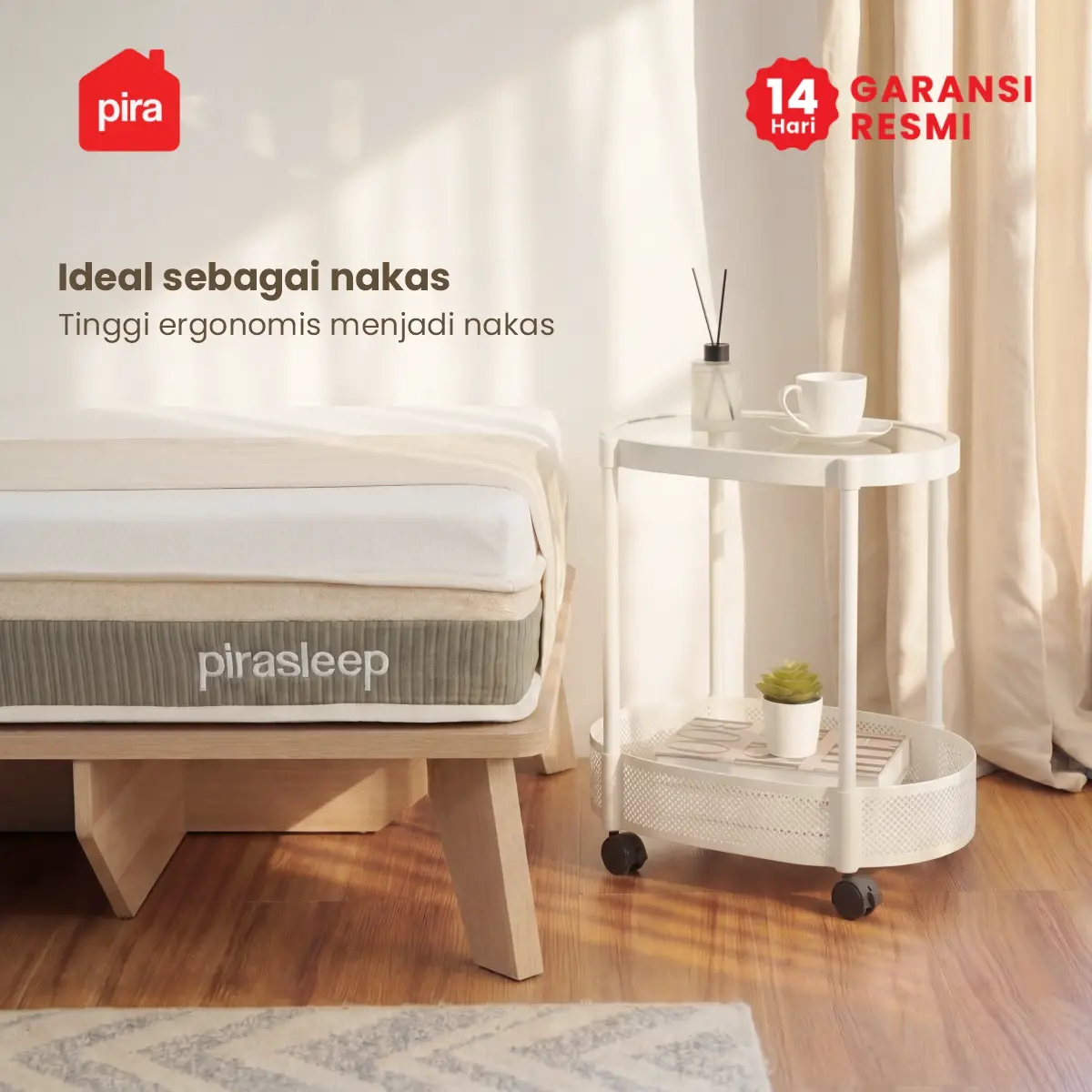 PIRA - ONI OVAL PET SERIES MEJA SAMPING / MEJA NAKAS / MEJA KOPI / MEJA SUDUT / MEJA KECIL DENGAN RODA warna WHITE - PIRA - foto 8