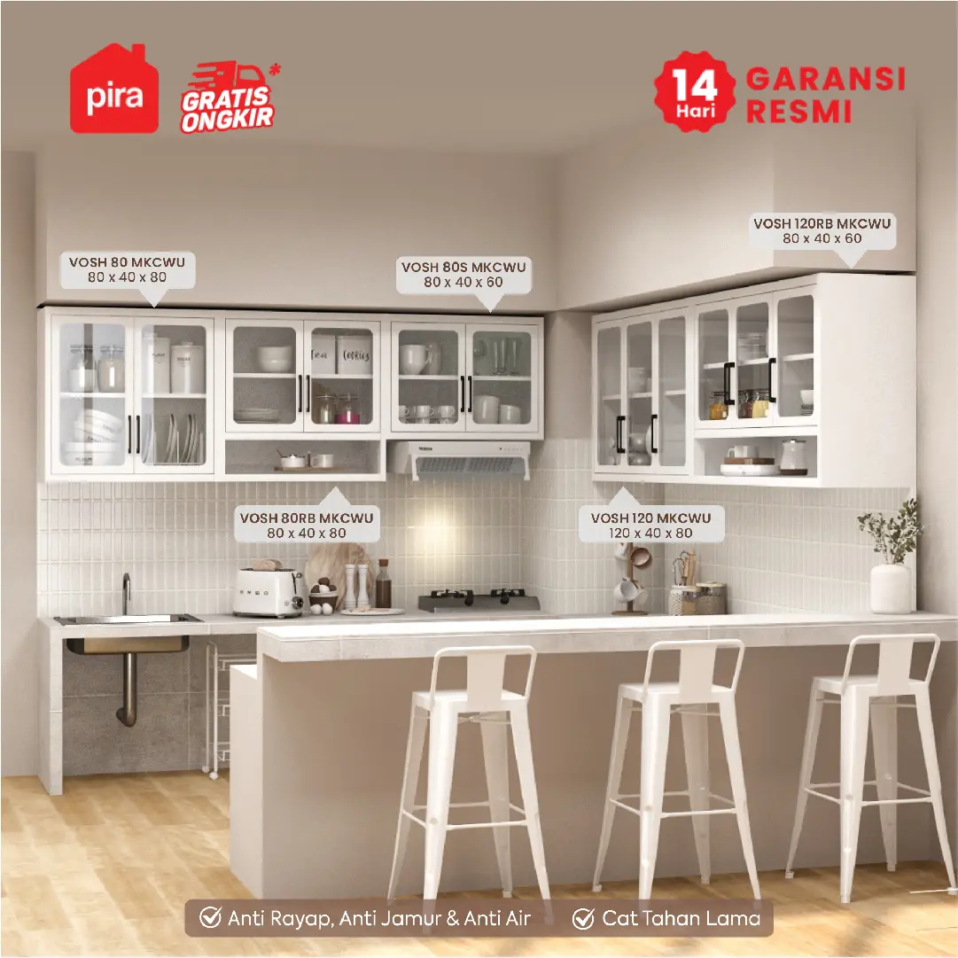 PIRA - VOSH 120 MKCWU KITCHEN SET / RAK DAPUR BESI / LEMARI DAPUR BESI / RAK DAPUR warna WHITE - PIRA - foto 2