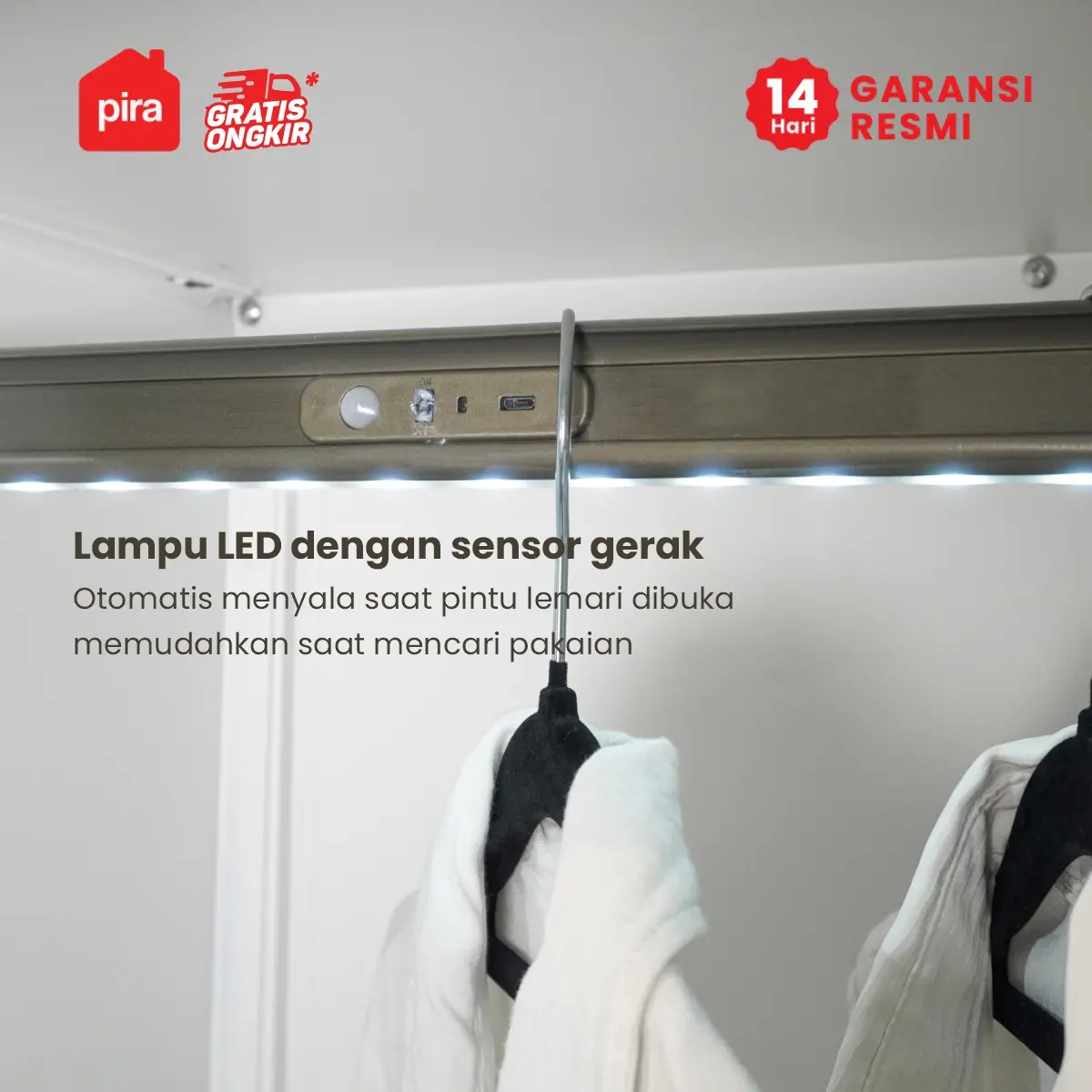 PIRA -  STEEL 6P FGD MWD LEMARI PAKAIAN BESI 6 PINTU DENGAN LACI DAN LED warna WHITE - PIRA - foto 4