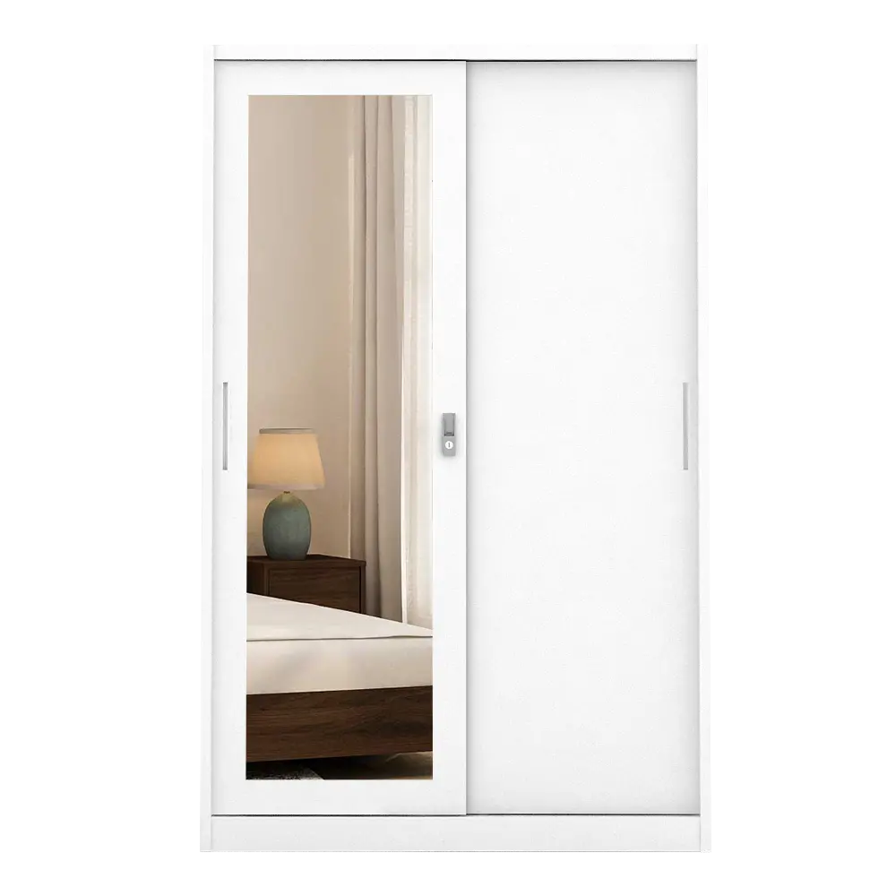 PIRA - STEEL 120 MWDSL LEMARI PAKAIAN BESI SLIDING / PINTU GESER warna WHITE - METROPOLIS - foto 2