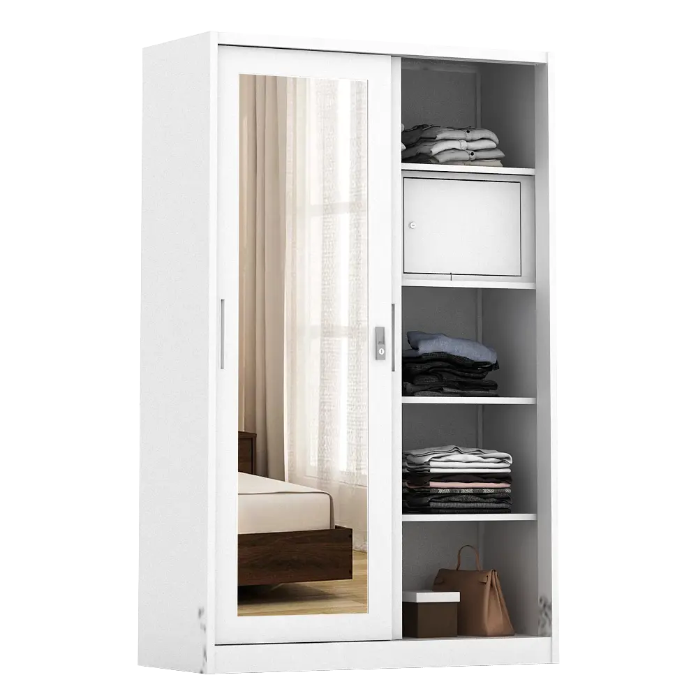 PIRA - STEEL 120 MWDSL LEMARI PAKAIAN BESI SLIDING / PINTU GESER warna WHITE - METROPOLIS - foto 6