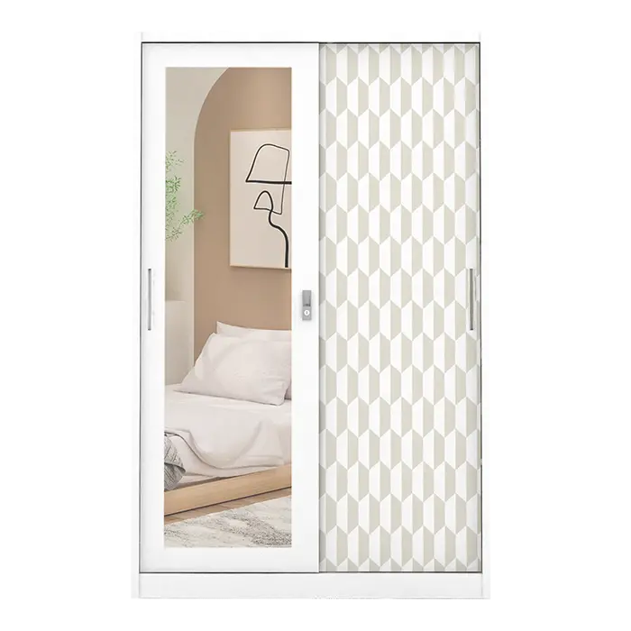 PIRA METROPOLIS - HEXA 120 A MWDSL LEMARI PAKAIAN BESI SLIDING / PINTU GESER warna WHITE - KHAKI - PIRA - foto 3