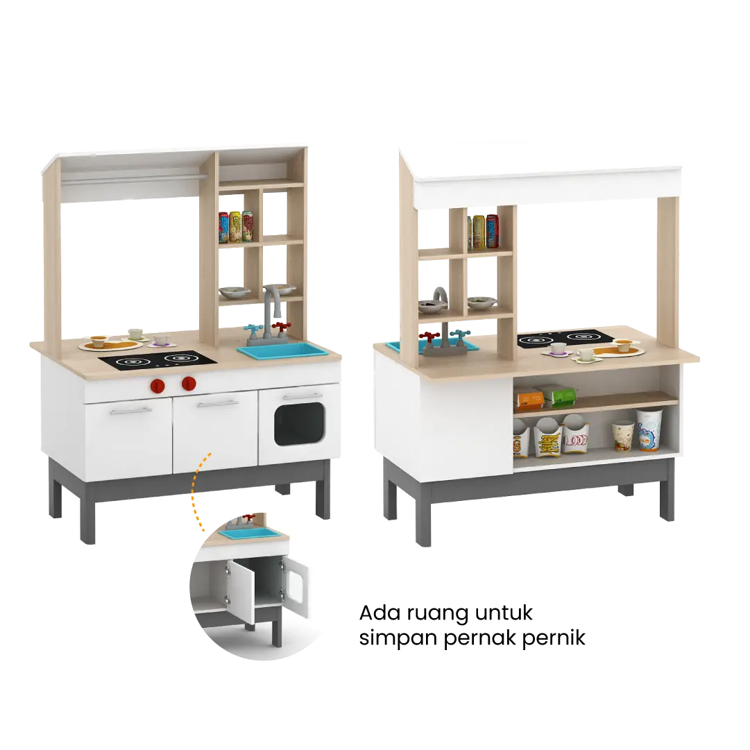 PIRA KIDS - MAGU SHOP PP PRETEND PLAY KANTIN / MARKET BOOTH / GEROBAK WARUNG MAINAN ANAK warna PRO OAK - WHITE SM - PIRA KIDS - foto 6