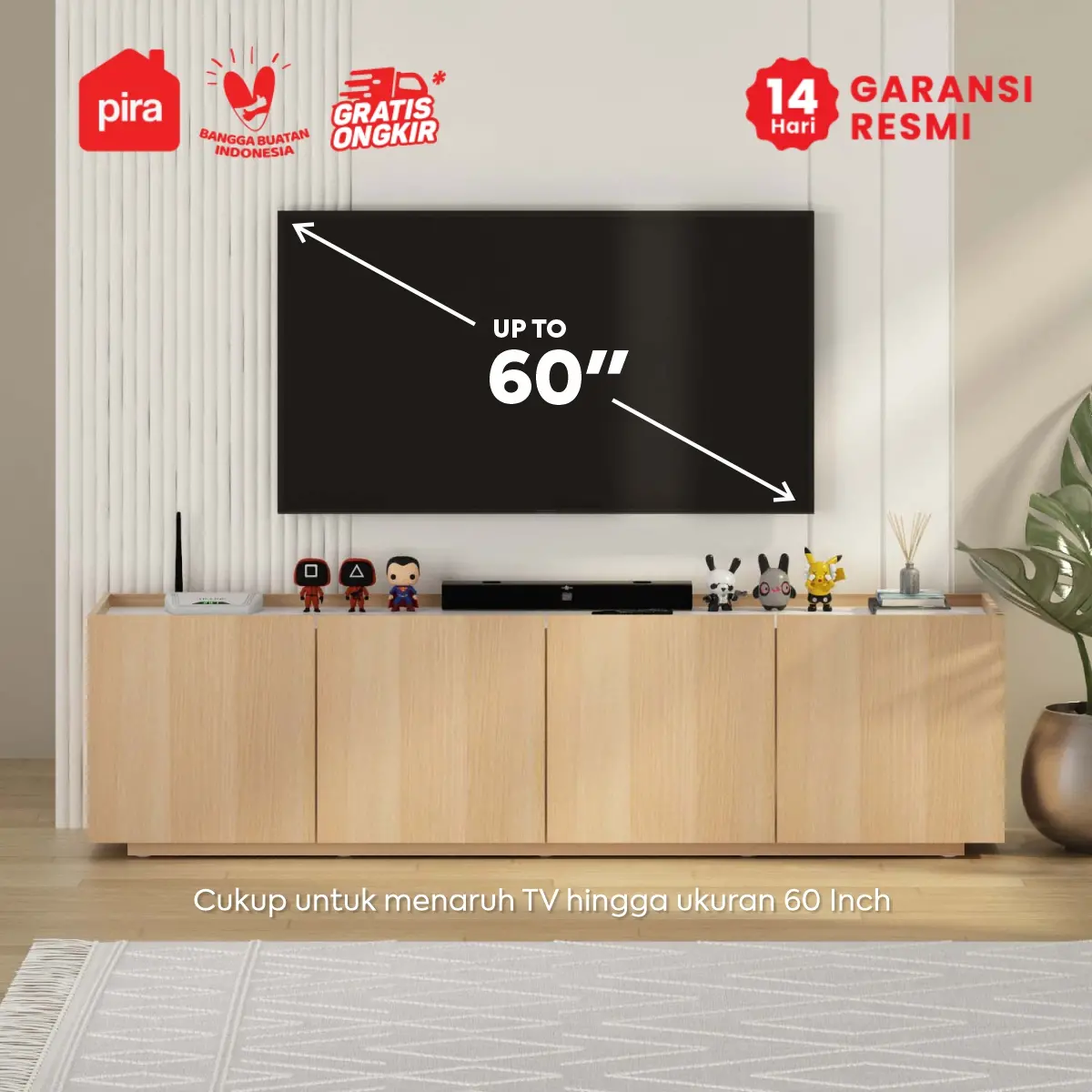 PIRA METROPOLIS OX - ABRAM TV160 LOW MEJA TV / RAK TV / BUFET / KABINET warna PRO OAK - WHITE MARBLE - PIRA METROPOLIS OX - foto 2