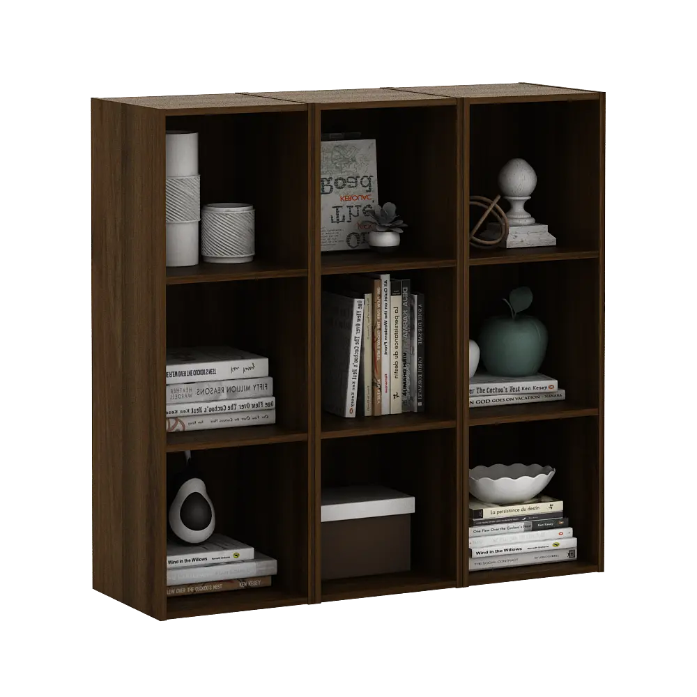 PIRA METROPOLIS - HAKO SU 3X1 RAK 3 SUSUN / RAK SUSUN SERBAGUNA / RAK BUKU warna BROWN WALNUT - PIRA METROPOLIS - foto 6
