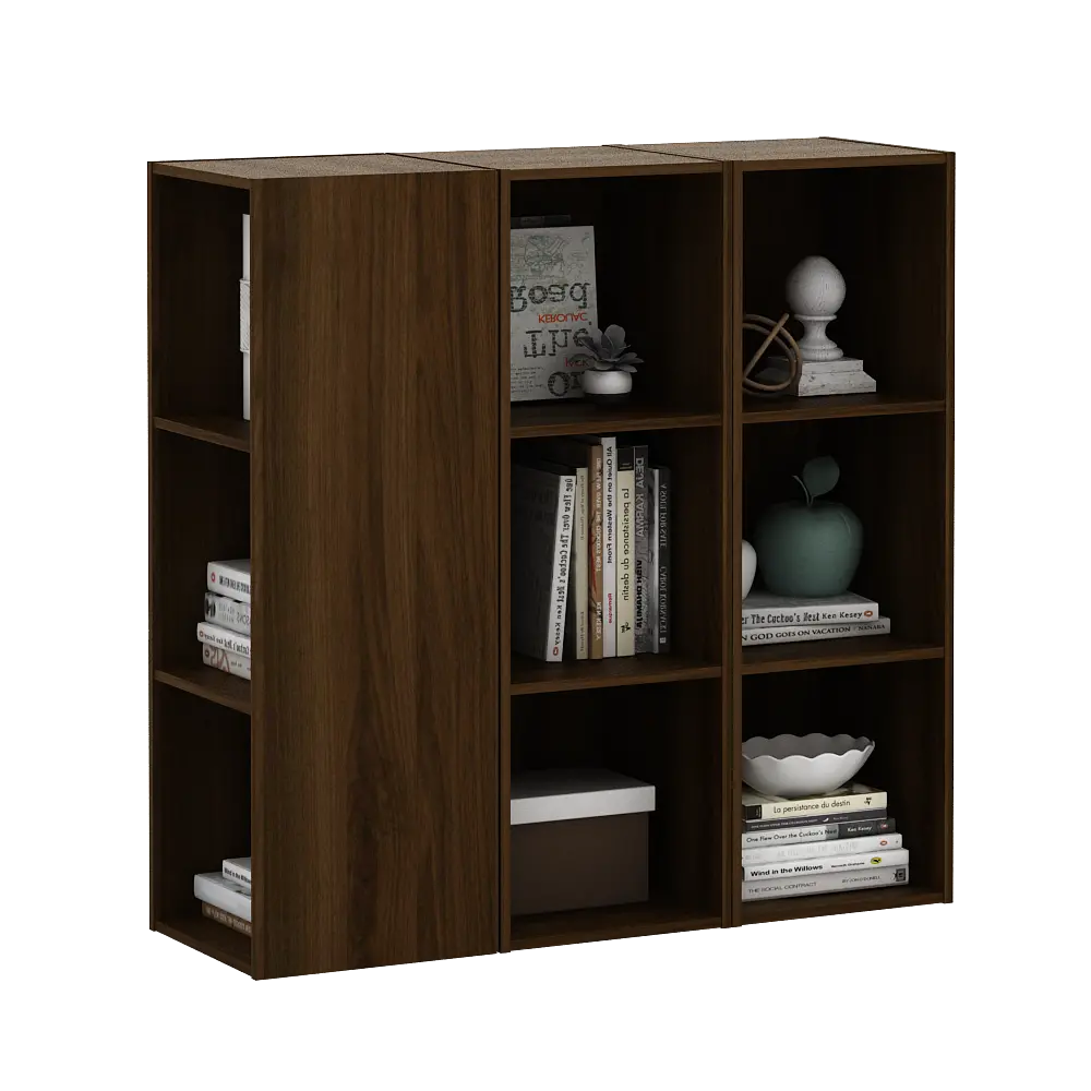 PIRA METROPOLIS - HAKO SU 3X1 RAK 3 SUSUN / RAK SUSUN SERBAGUNA / RAK BUKU warna BROWN WALNUT - PIRA METROPOLIS - foto 7