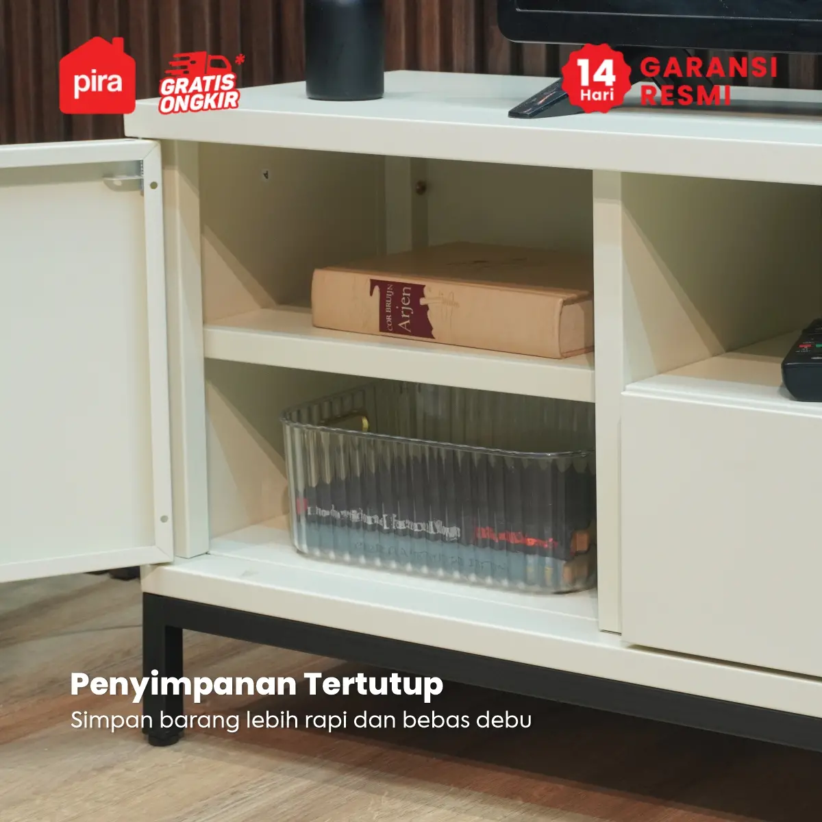 PIRA - PARIS MTV120 MEJA TV / RAK TV BESI warna CREAM - BLACK - PIRA - foto 3