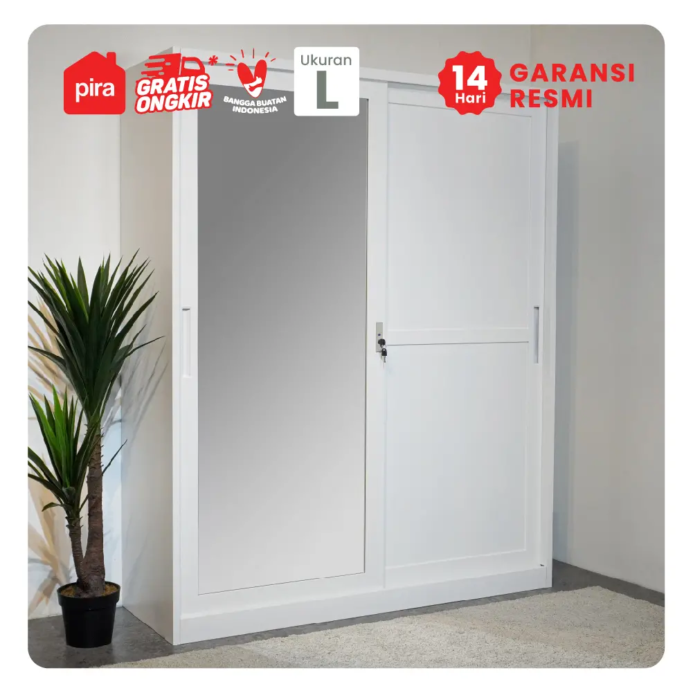 PIRA - SCHON 150A N MWDSL LEMARI PAKAIAN BESI SLIDING / PINTU GESER warna WHITE - PIRA - foto 9