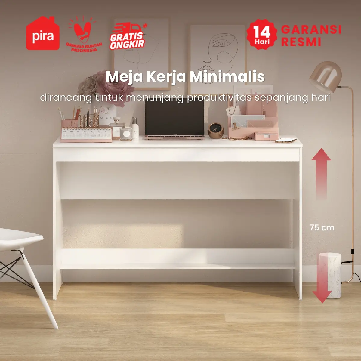 PIRA METROPOLIS OX - ARUNA DK120 A MEJA KERJA / MEJA BELAJAR warna WHITE - PIRA METROPOLIS OX - foto 2