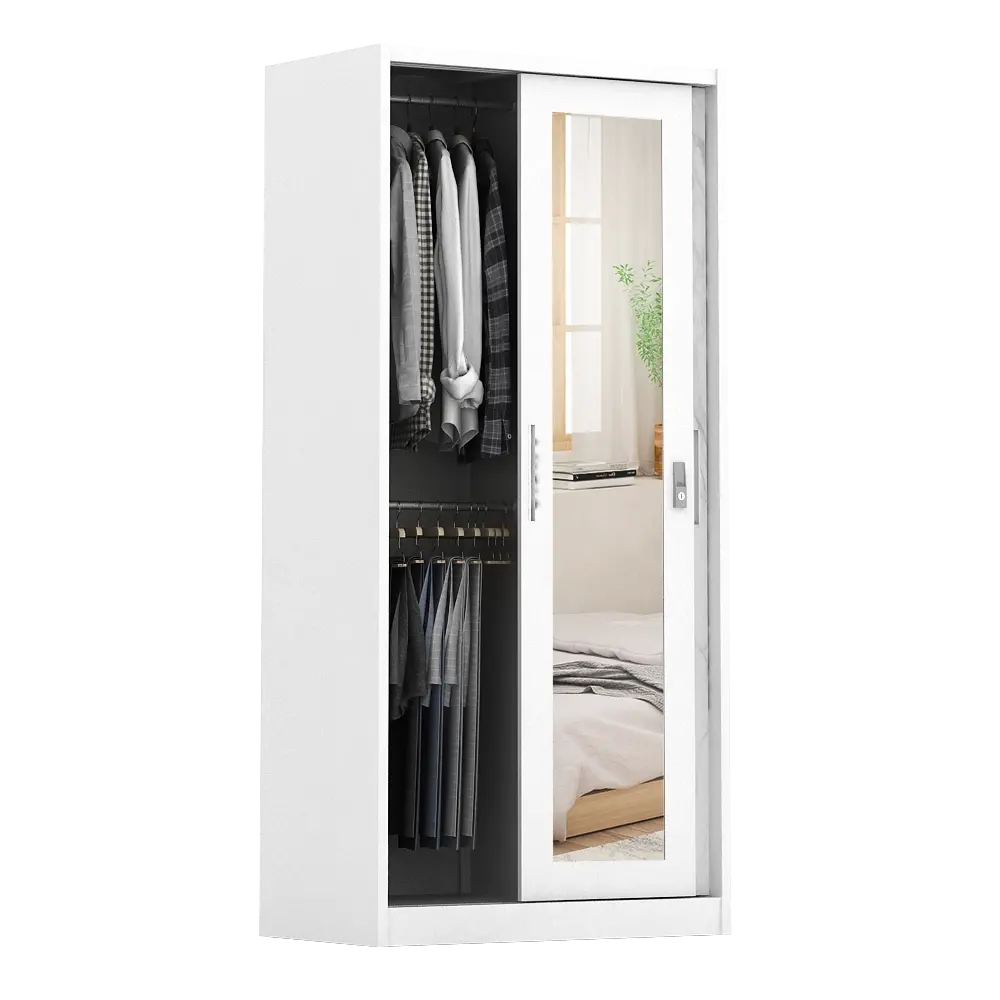 PIRA - CATTA 90 A MWDSL LEMARI PAKAIAN BESI SLIDING / PINTU GESER warna LIGHT MARBLE - WHITE - PIRA - foto 4