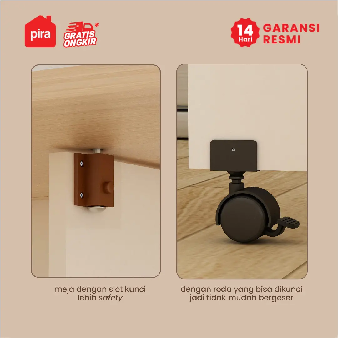 PIRA - ALLISON DT60 MEJA MAKAN SET LIPAT warna WHITE - PRO OAK - PIRA - foto 4