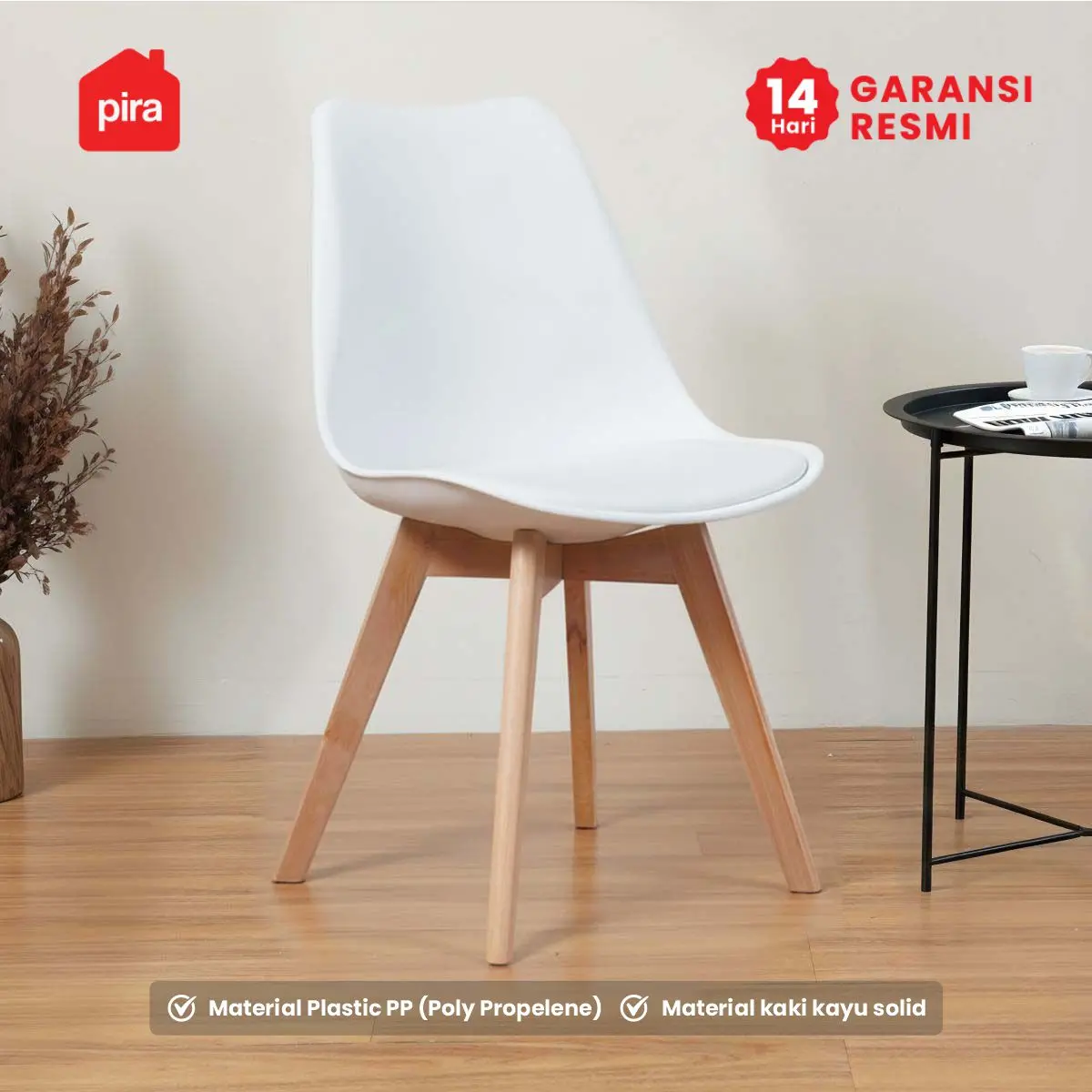 PIRA - BORG A DC KURSI BELAJAR / KURSI KANTOR / KURSI MAKAN / KURSI CAFE / KURSI SANTAI / KURSI TAMU / KURSI PLASTIK warna WHITE - PIRA - foto 2