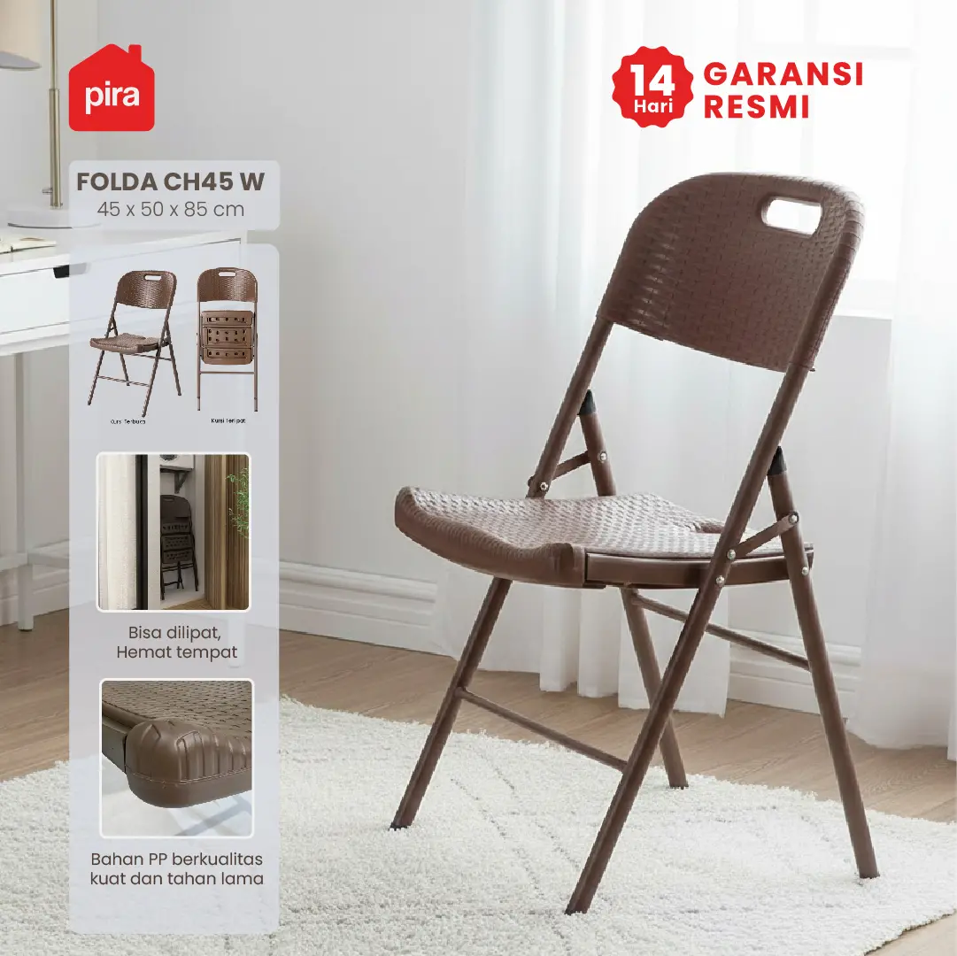 PIRA - FOLDA CH45 KURSI LIPAT OUTDOOR / KURSI TERAS / KURSI TAMAN warna BROWN - PIRA - foto 1
