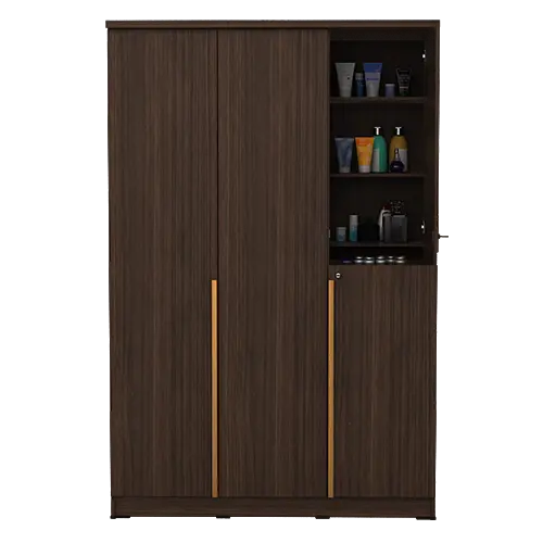 PIRA METROPOLIS - YONA WDD 3 LEMARI PAKAIAN 3 PINTU DENGAN KACA RIAS warna AMERICAN WALNUT - GOLD HAIRLINE - PIRA METROPOLIS - foto 6