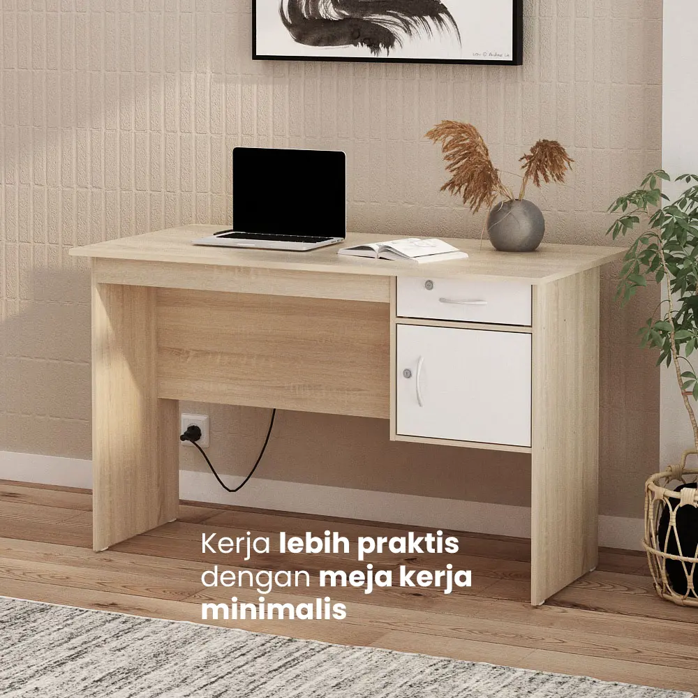 PIRA METROPOLIS - MT 122 N MEJA KERJA / KANTOR warna SONOMA OAK - WHITE - METROPOLIS - foto 2