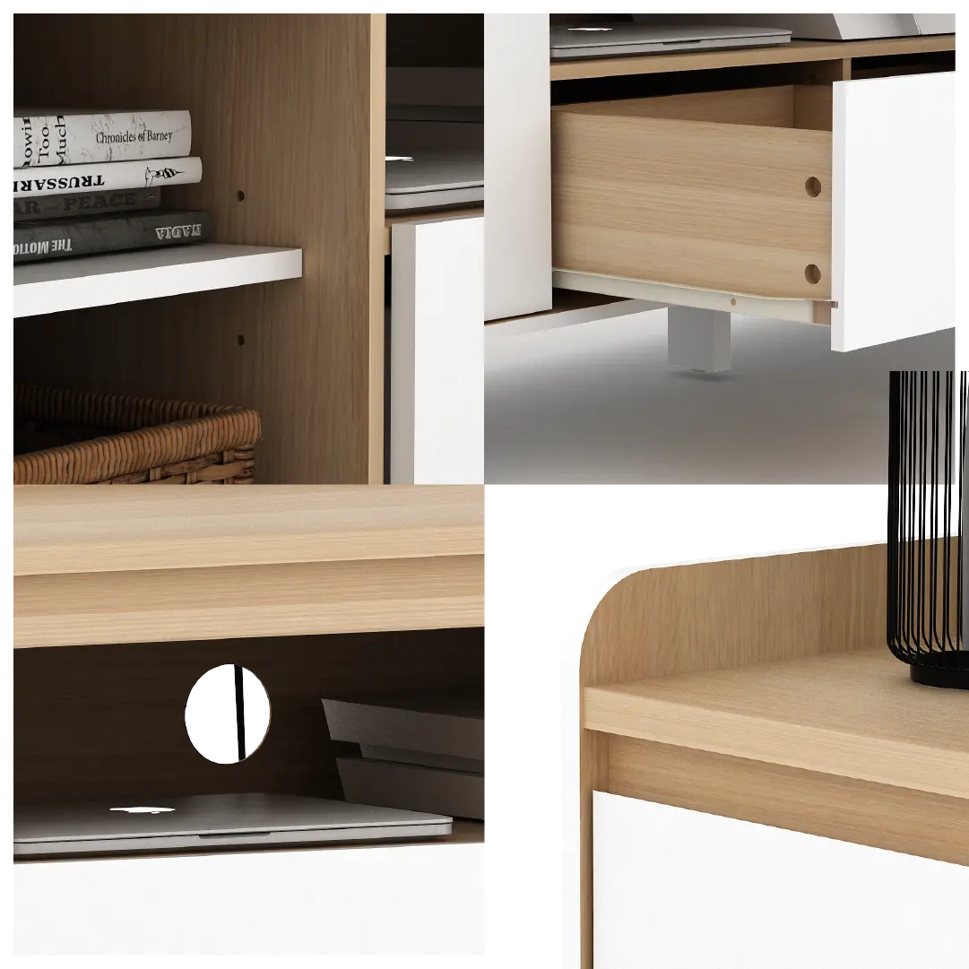 PIRA METROPOLIS OX - HIRO AVA TV160 MEJA TV / RAK TV warna WHITE - PRO OAK - PIRA METROPOLIS OX - foto 7
