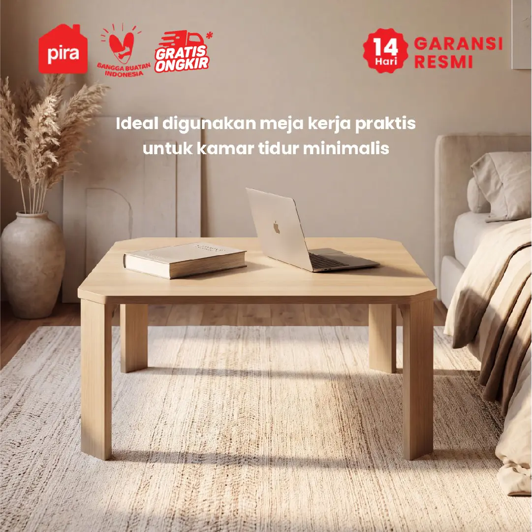 PIRA - TABE CT80 MEJA TAMU / MEJA MAKAN LIPAT LESEHAN / MEJA BELAJAR LIPAT LESEHAN warna PRO OAK - PIRA - foto 6