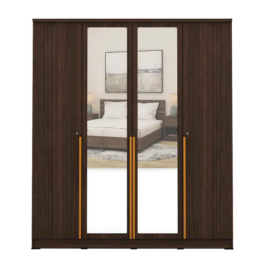 PIRA METROPOLIS - YONA 4P LEMARI PAKAIAN 4 PINTU warna AMERICAN WALNUT - GOLD HAIRLINE - PIRA METROPOLIS - foto 5