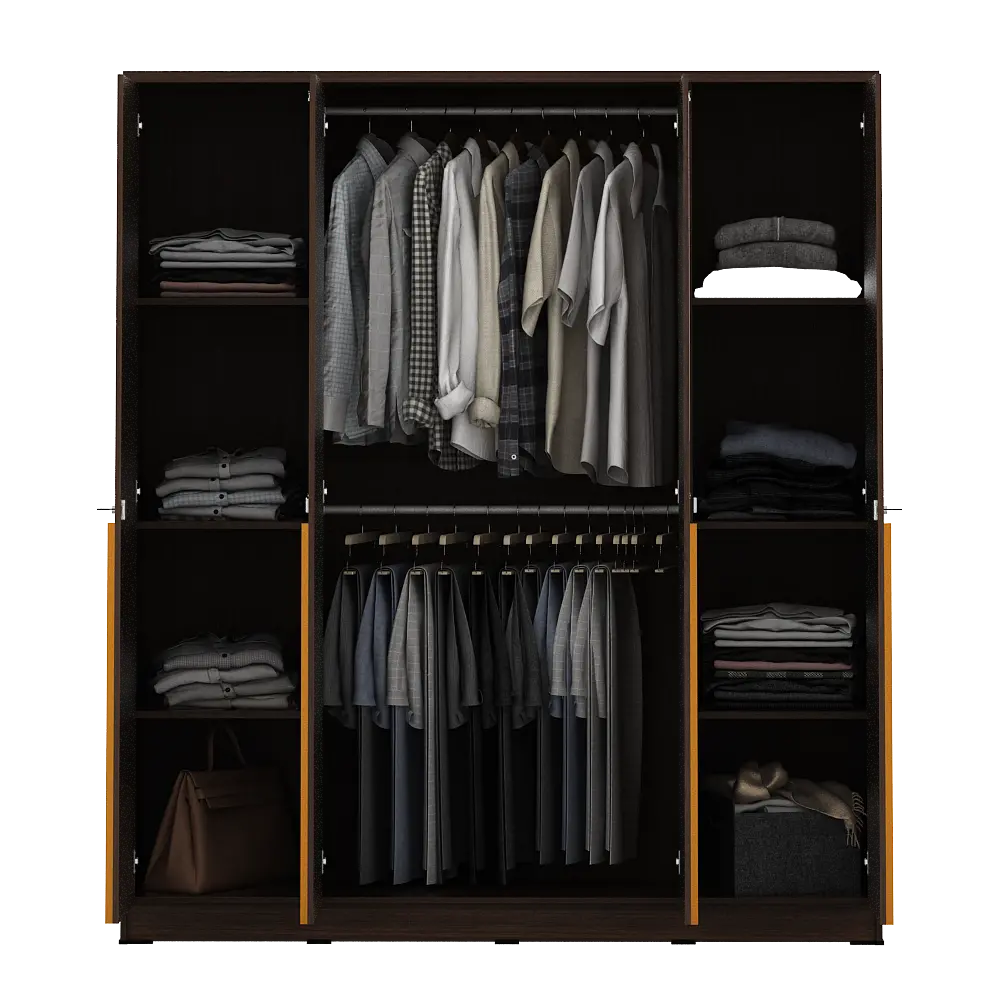 PIRA METROPOLIS - YONA 4P LEMARI PAKAIAN 4 PINTU warna AMERICAN WALNUT - GOLD HAIRLINE - PIRA METROPOLIS - foto 7