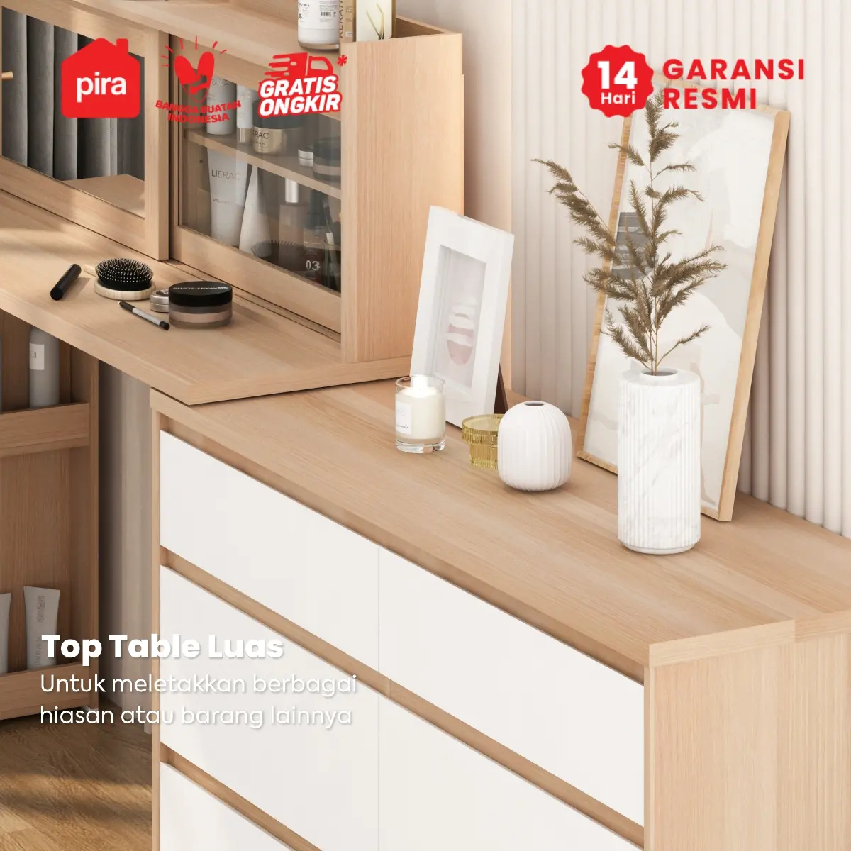 PIRA METROPOLIS -  LENIA CHDS3+3 LEMARI LACI / MEJA RIAS / LEMARI SUSUN DENGAN MEJA RIAS warna PRO OAK - WHITE - PIRA METROPOLIS - foto 3