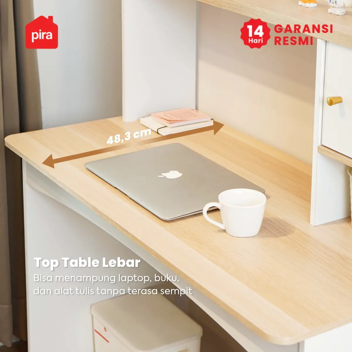 PIRA METROPOLIS - GAKU DK100 MEJA BELAJAR / MEJA KERJA / MEJA KOMPUTER / MEJA KANTOR warna WHITE - PRO OAK - PIRA METROPOLIS - foto 6