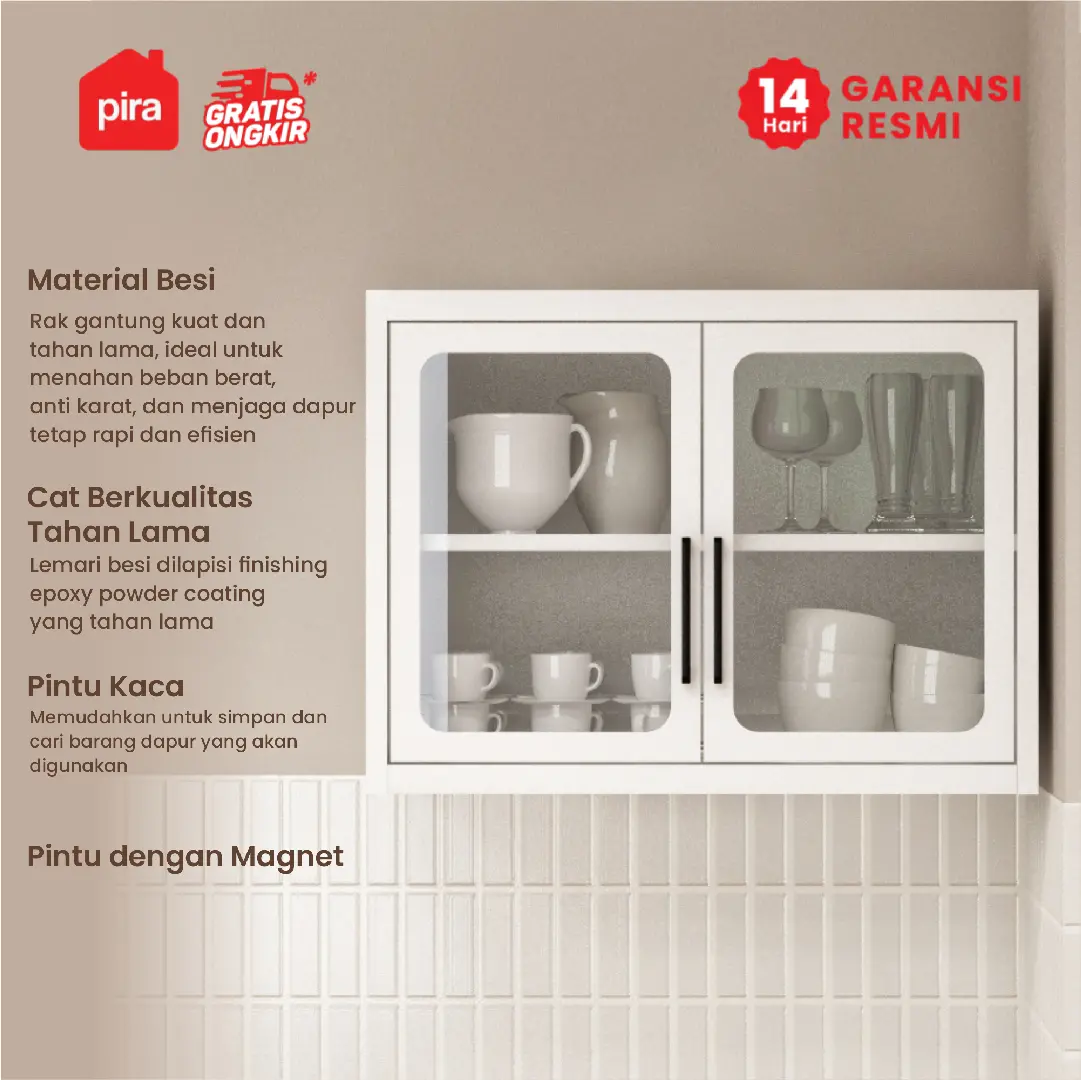 PIRA - VOSH 80S MKCWU KITCHEN SET / RAK DAPUR BESI / LEMARI DAPUR BESI / RAK DAPUR warna WHITE - PIRA - foto 2