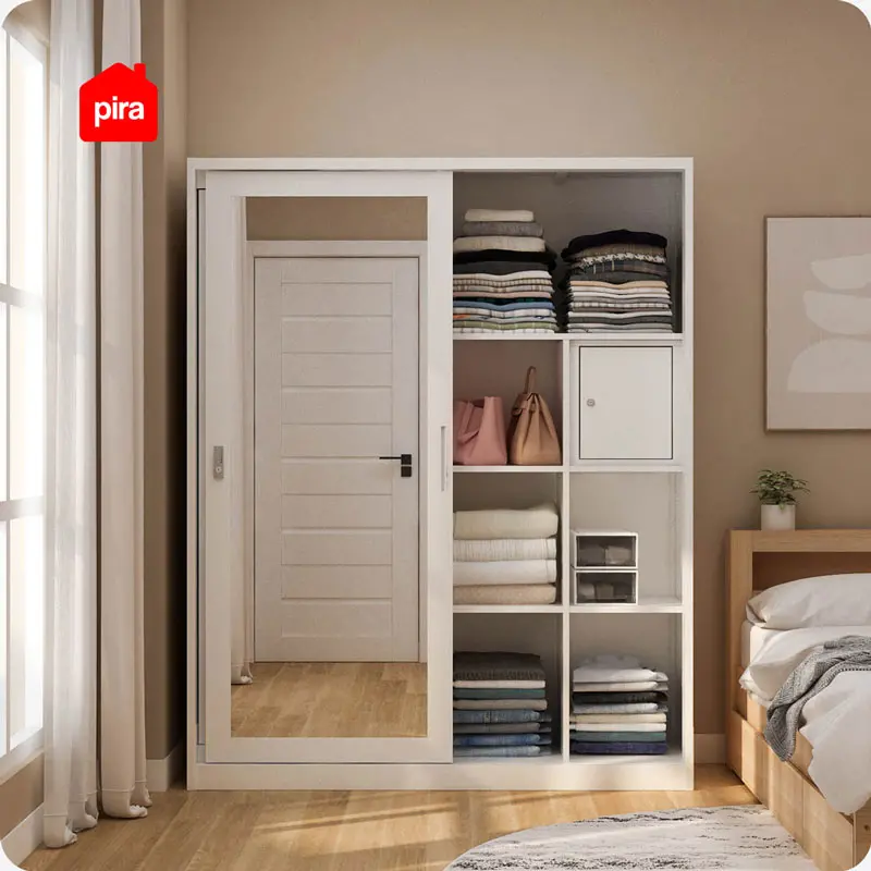 PIRA - SAXON 160 SSL MWD LEMARI PAKAIAN BESI SLIDING / PINTU GESER warna WHITE - PIRA - foto 10
