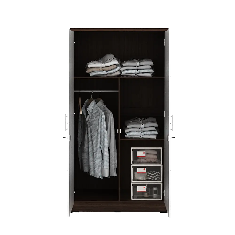 PIRA METROPOLIS - ALBA 2PM LT LEMARI PAKAIAN MEDIUM 2 PINTU warna AMERICAN WALNUT - WHITE - WHITE - METROPOLIS - foto 6