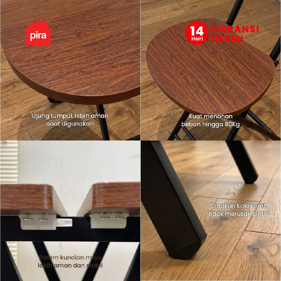 PIRA - COMPACT FT100 MEJA MAKAN / MEJA LIPAT / MEJA TERAS / MEJA CAFE / KURSI MAKAN / KURSI LIPAT / MEJA MAKAN SET KURSI warna BROWN WOOD - PIRA - foto 5