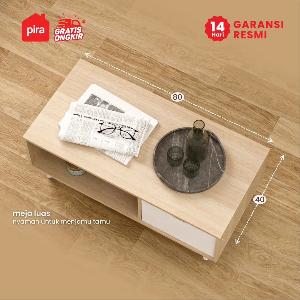 PIRA METROPOLIS -  FUJI CT80 MEJA TAMU / MEJA RUANG TAMU warna PRO OAK - WHITE - PIRA METROPOLIS - foto 5