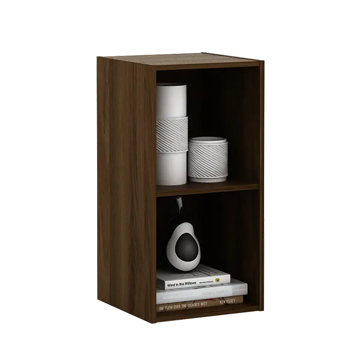 PIRA METROPOLIS - HAKO SU 2X1 RAK 2 SUSUN / RAK SUSUN SERBAGUNA / RAK BUKU warna BROWN WALNUT - PIRA METROPOLIS - foto 3
