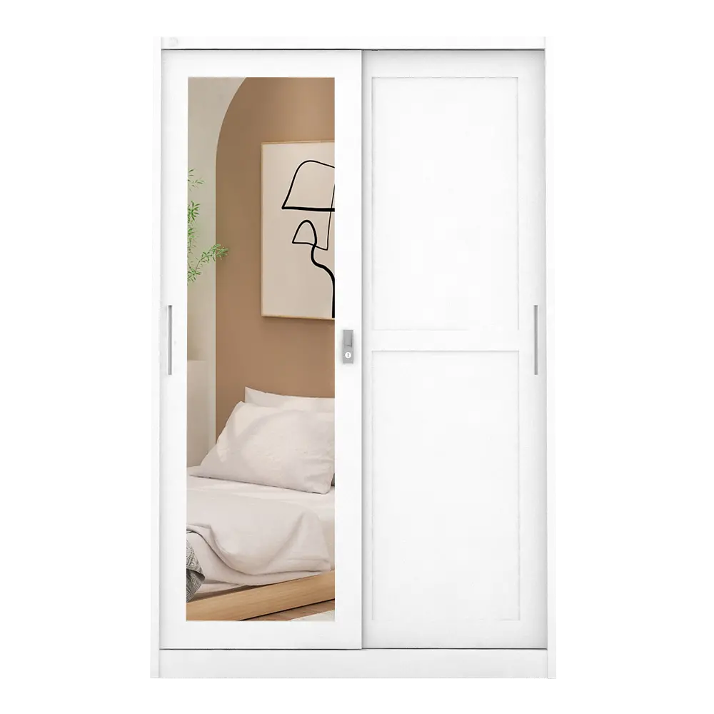PIRA - SCHON 120A MWDSL LEMARI PAKAIAN BESI SLIDING / PINTU GESER warna WHITE - METROPOLIS - foto 8