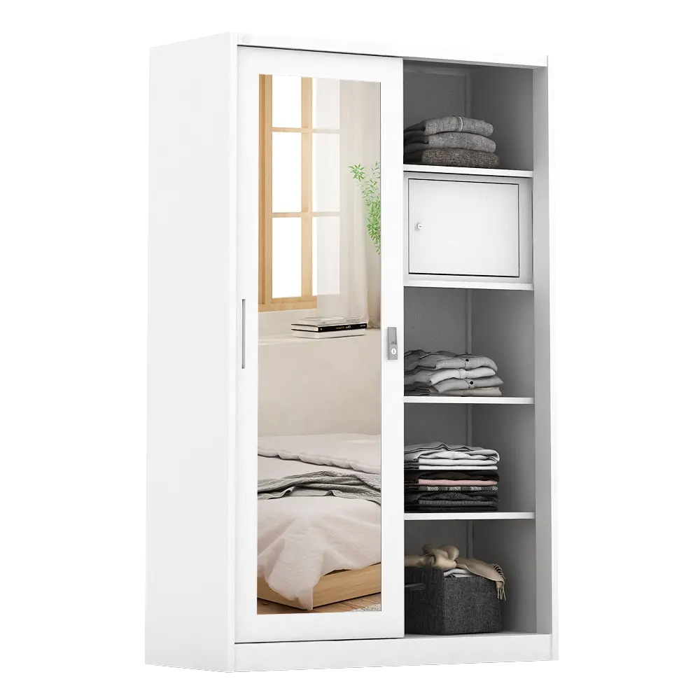 PIRA - SCHON 120A MWDSL LEMARI PAKAIAN BESI SLIDING / PINTU GESER warna WHITE - METROPOLIS - foto 10