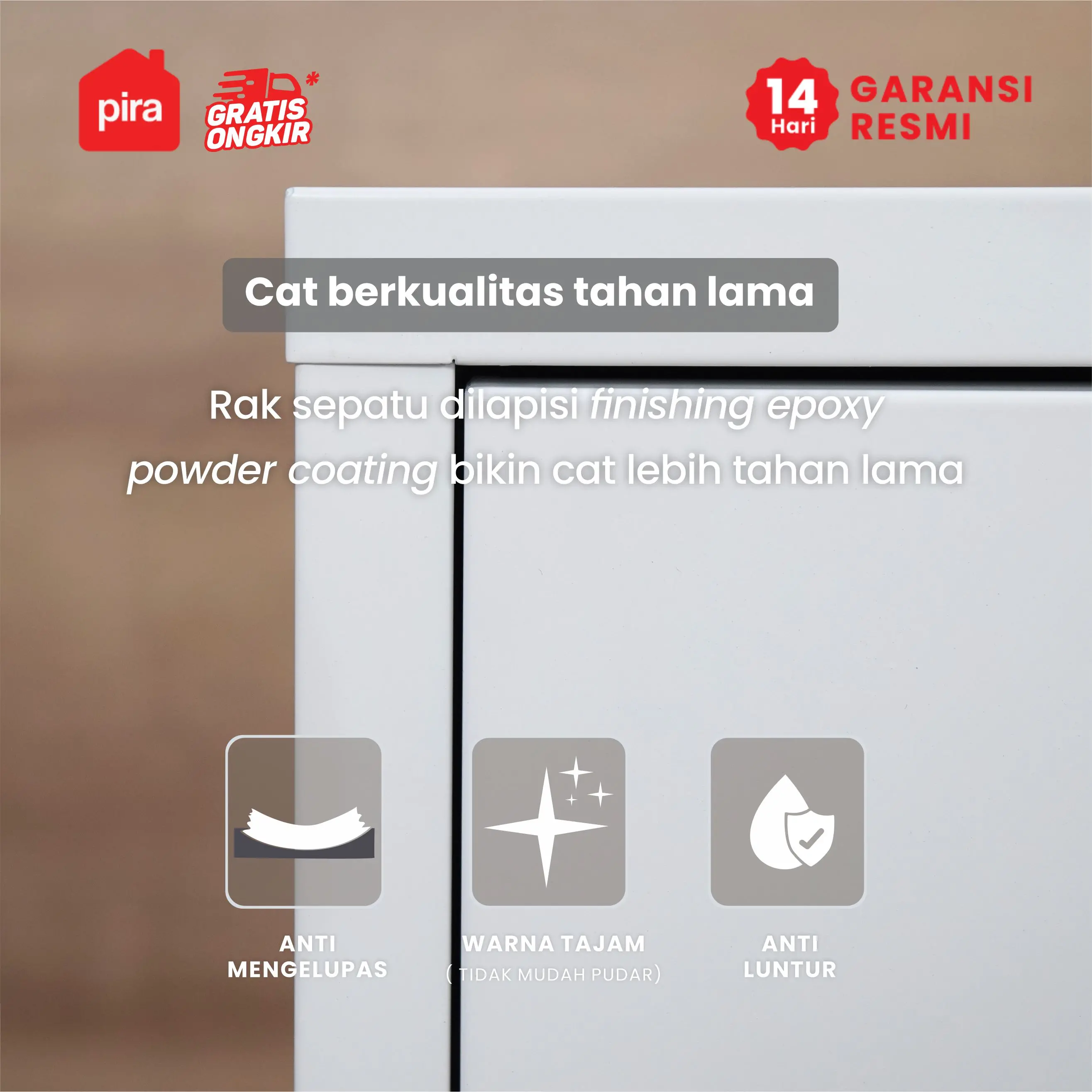 PIRA - BOLT MSR DR P RAK SEPATU BESI / LEMARI SEPATU / RAK BESI SERBAGUNA warna WHITE - PIRA - foto 4