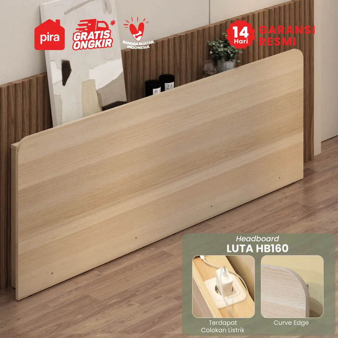 PIRA -  LUTA HB160 HEADBOARD KASUR / SANDARAN KASUR / DIPAN / DIPAN TEMPAT TIDUR warna PRO OAK - PIRA - foto 1