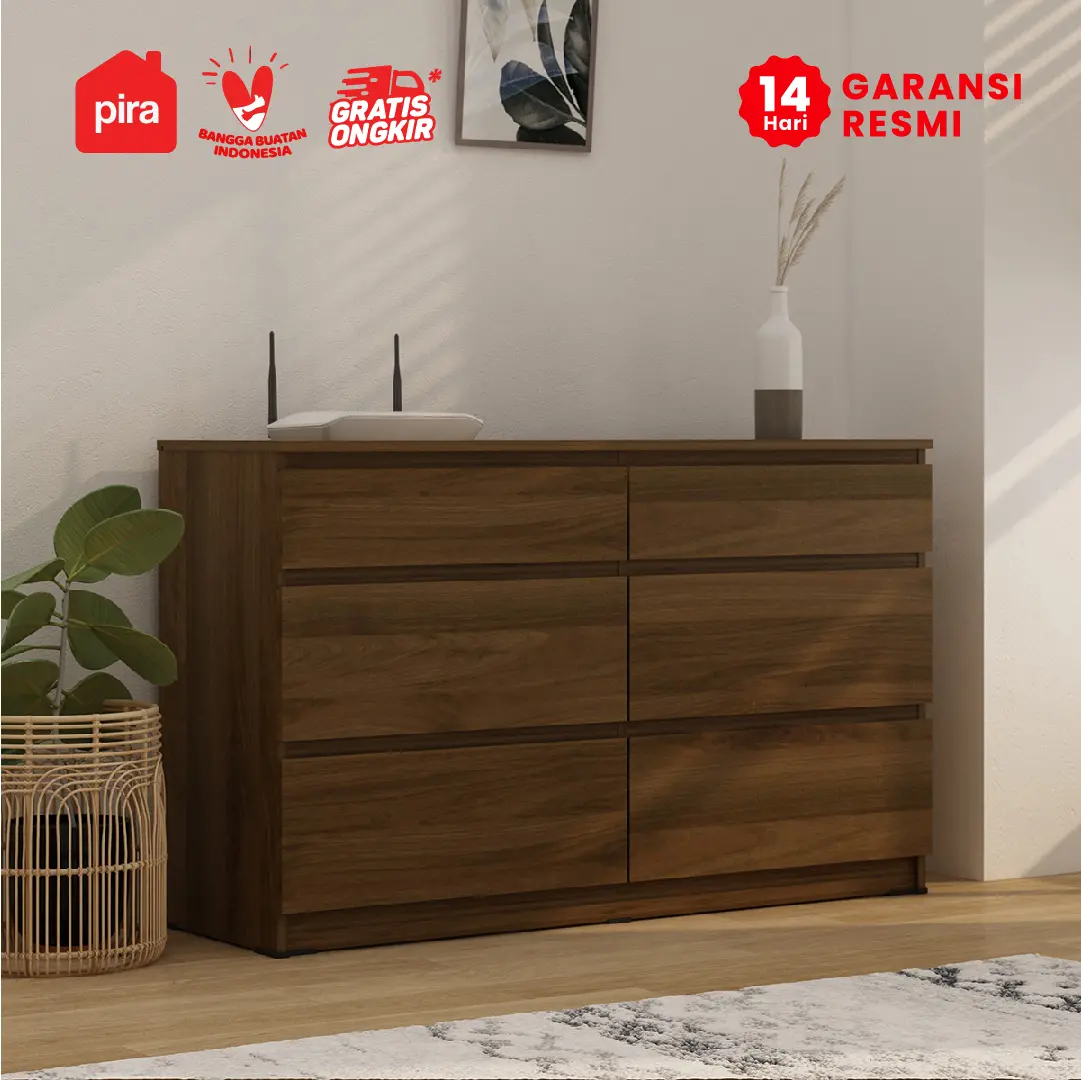 PIRA -  LINUS CH3+3 LEMARI LACI warna BROWN WALNUT - PIRA - foto 1