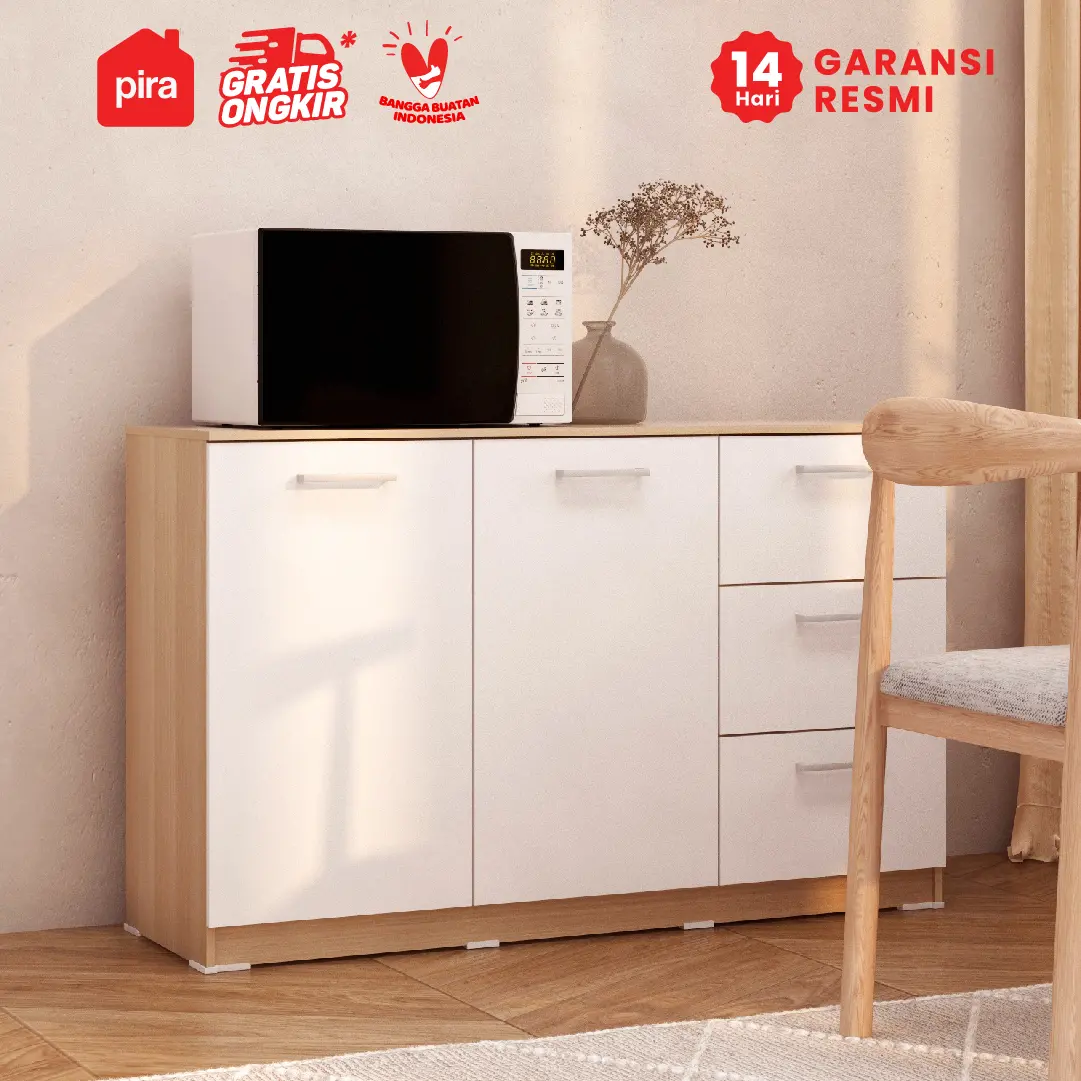 PIRA METROPOLIS OX -  ARUNA SB120 BUFET / RAK DAPUR / KITCHEN SET BAWAH DAPUR / LEMARI DAPUR warna PRO OAK - WHITE - PIRA METROPOLIS OX - foto 4
