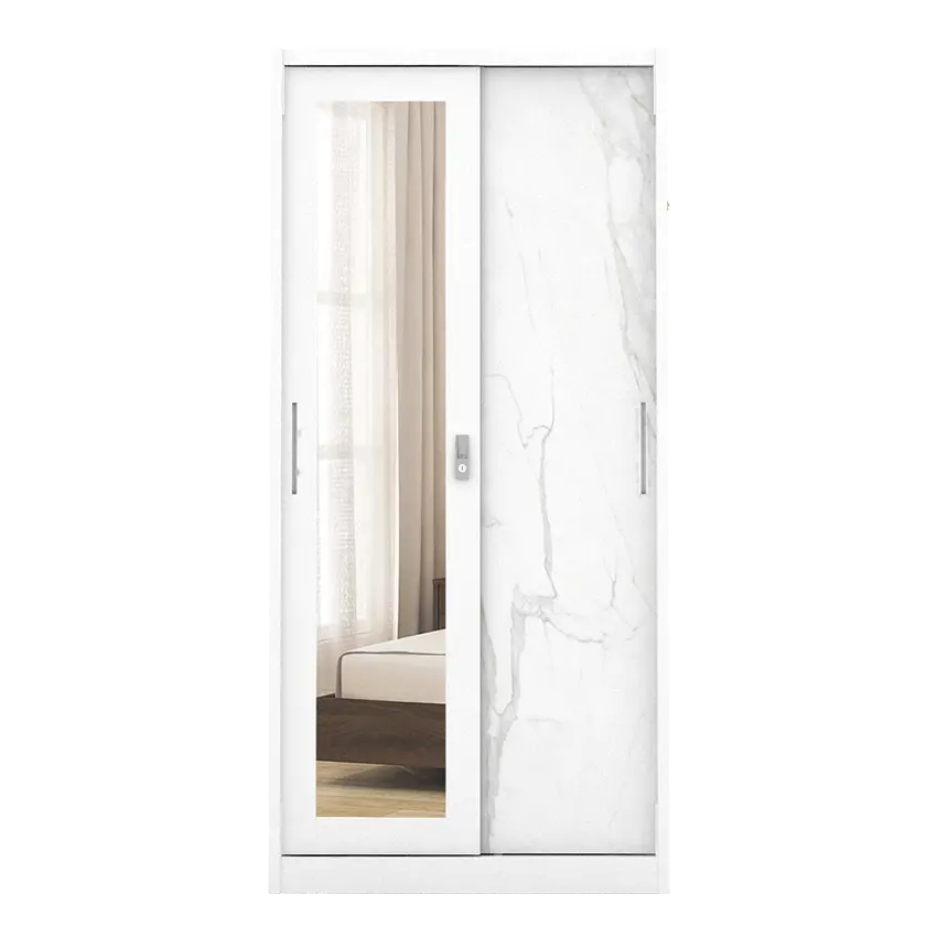 PIRA - CATTA 90 MWDSL LEMARI PAKAIAN BESI SLIDING / PINTU GESER warna LIGHT MARBLE - PIRA - foto 3