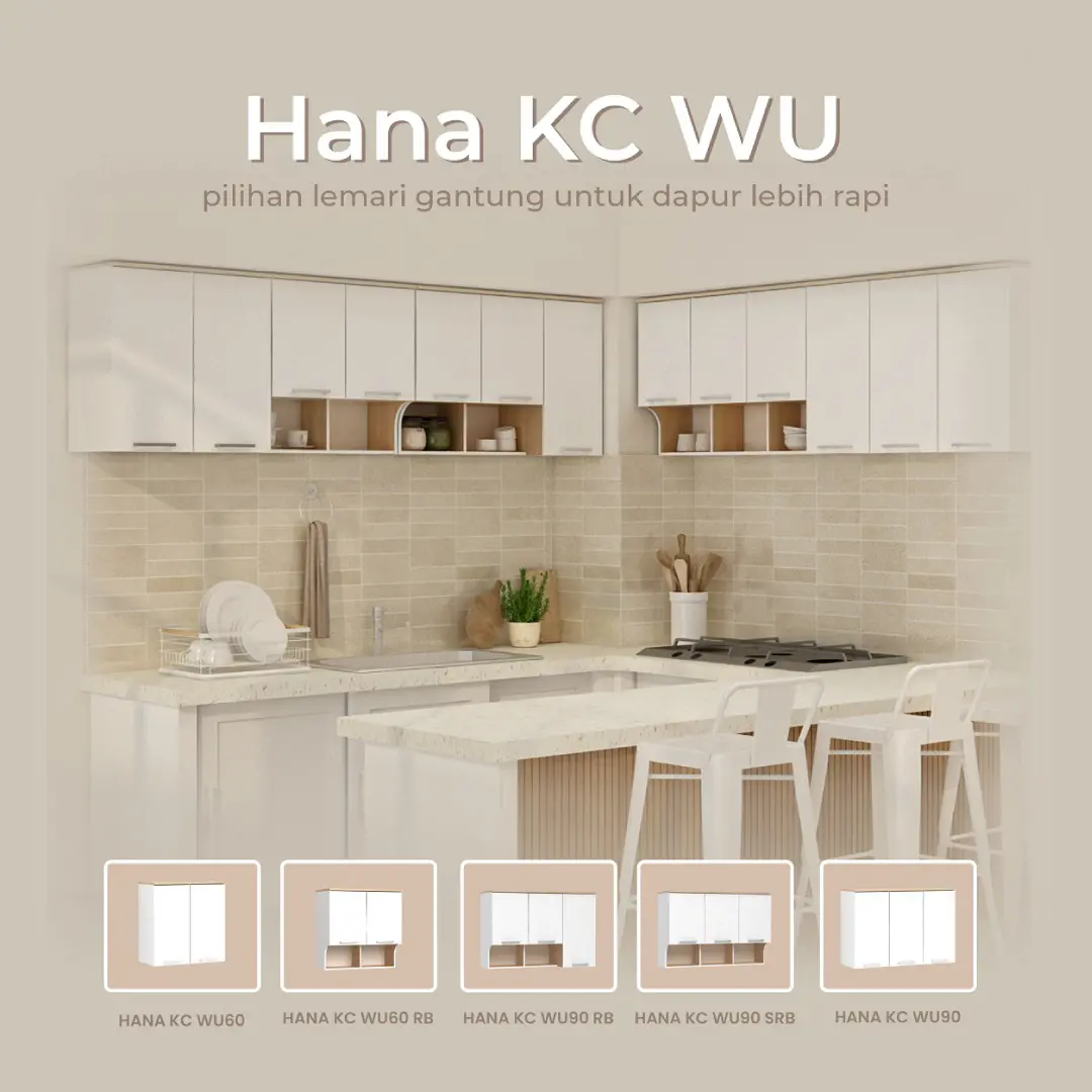 PIRA METROPOLIS OX -  HANA KC WU90 RB RAK DAPUR / RAK GANTUNG DAPUR / KITCHEN SET ATAS 3 PINTU DENGAN RAK BUMBU warna WHITE - PRO OAK - PIRA METROPOLIS - foto 3