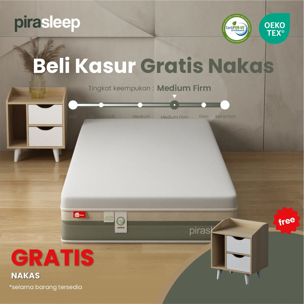 PIRA SLEEP 1 FEPS MF100 WHITE - CREAM + FUJI NS40 PRO OAK - WHITE - foto 1
