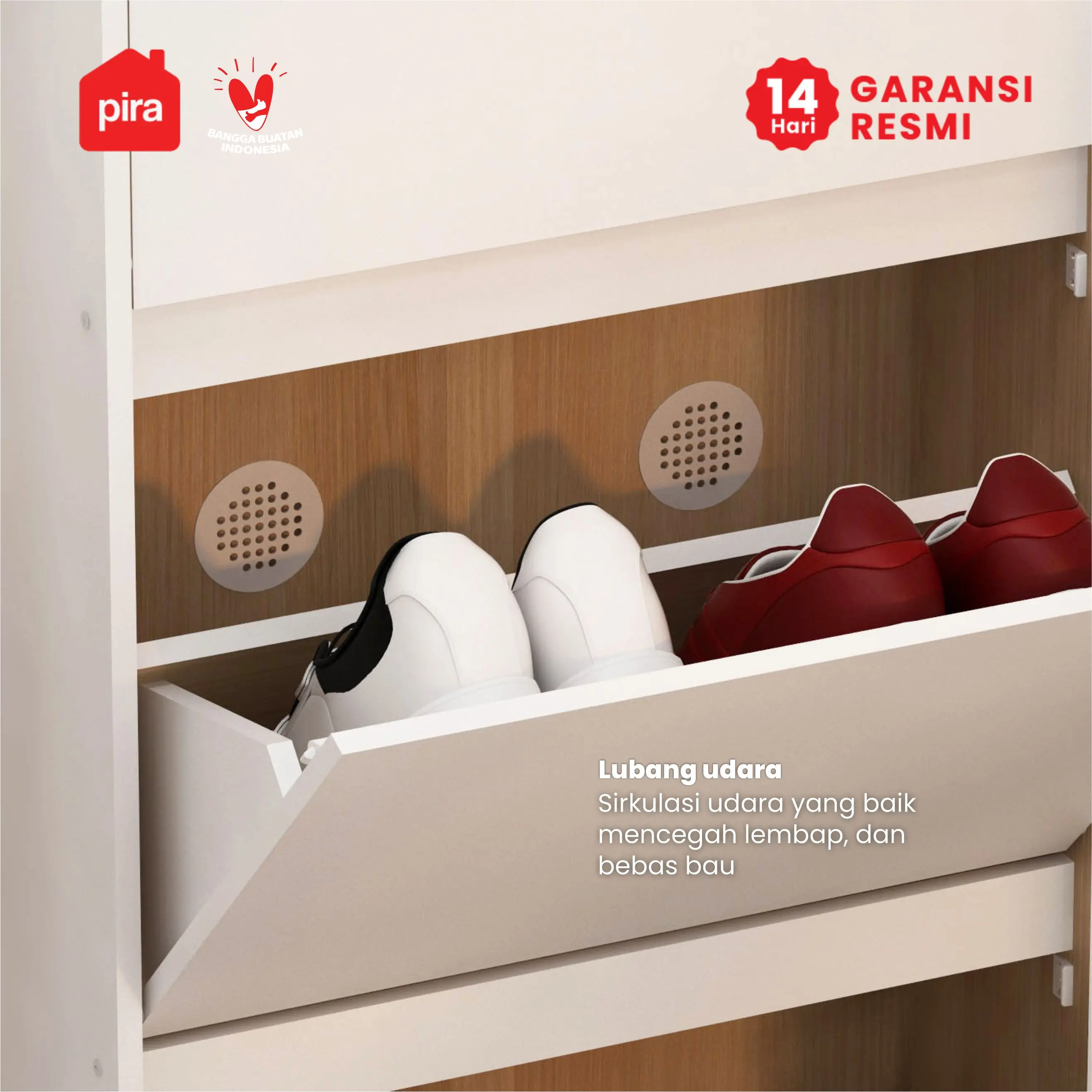 PIRA METROPOLIS OX -  HIRO SR50 RAK SEPATU / LEMARI SEPATU / RAK SEPATU SUSUN TERTUTUP UKURAN 50 CM warna WHITE - PRO OAK - PIRA METROPOLIS OX - foto 5